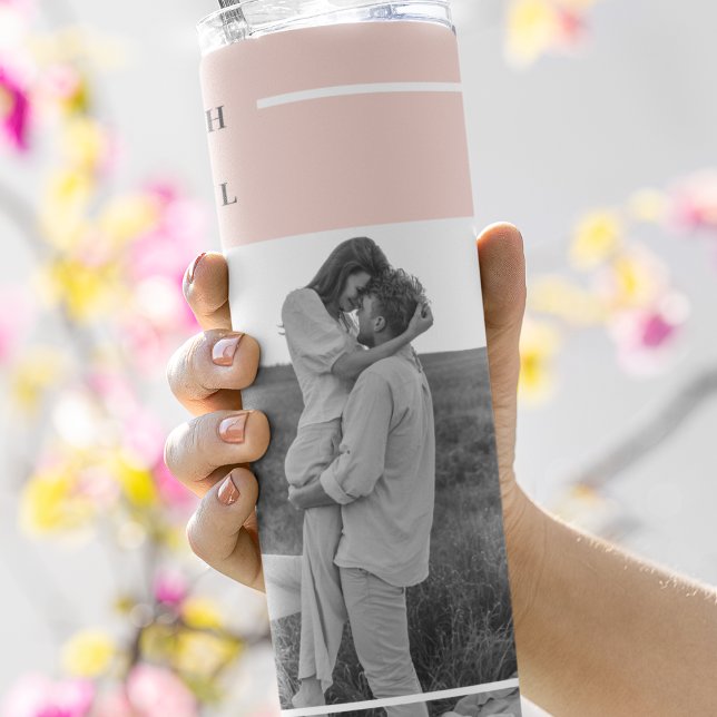 Modern Photo Pastel Pink Family Lovely Gift Thermal Tumbler (Creator Uploaded)