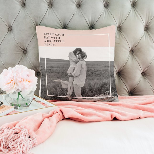 Modern Photo Pastel Pink Family Lovely Gift Throw Pillow (Creator Uploaded)
