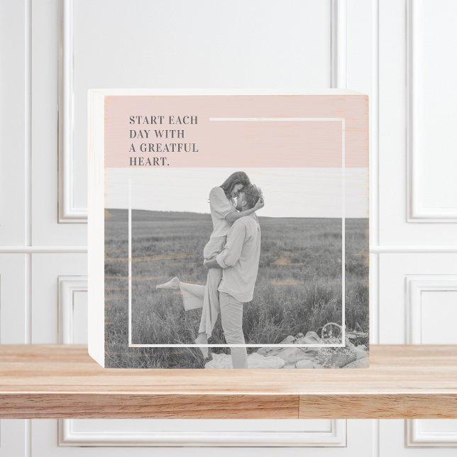 Modern Photo Pastel Pink Family Lovely Gift Wooden Box Sign (Creator Uploaded)