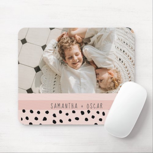 Modern Photo Pastel Pink Personalized Name Gift Mouse Pad