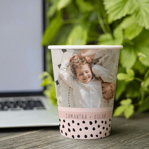 Modern Photo Pastel Pink Personalized Name Gift Paper Cups