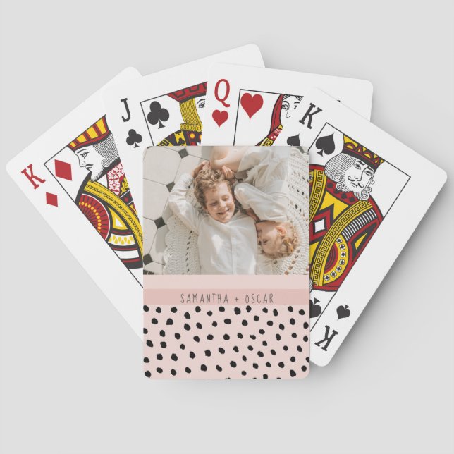 Modern Photo Pastel Pink Personalized Name Gift Poker Cards (Back)
