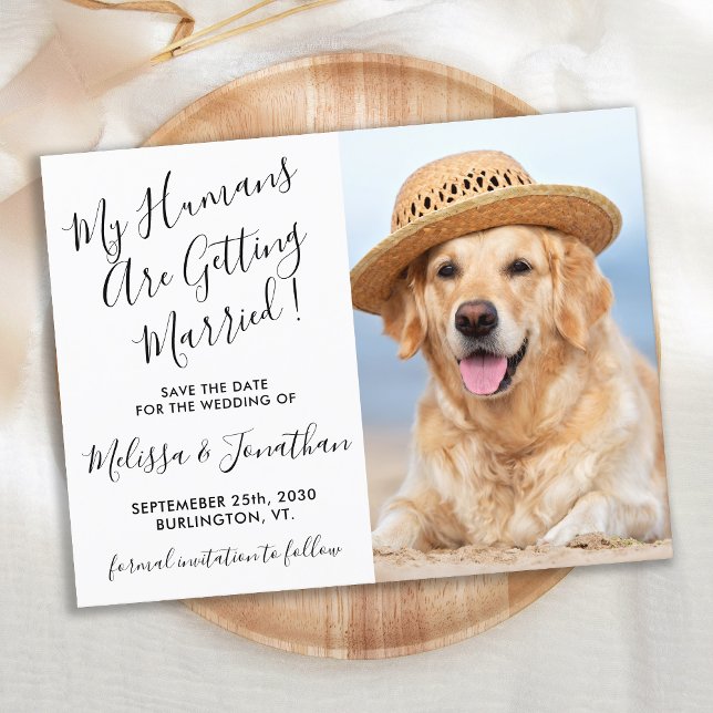Modern Photo Personalize Dog Wedding Save The Date Announcement Postcard (Creator Uploaded)