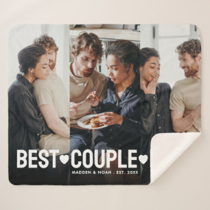 Modern Photo Personalized Best Couple Ever Collage Sherpa Blanket
