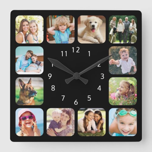 Modern Photo Personalized Black Acrylic Wall Clock