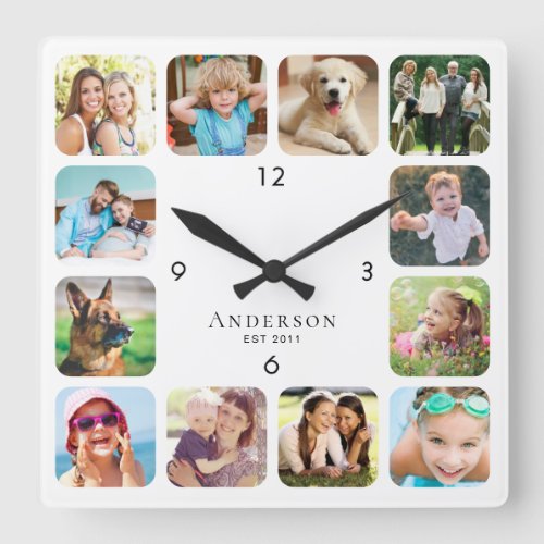 Modern Photo Personalized Name Square Wall Clock