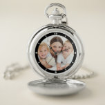 Modern Photo Personalized Pocket Watch<br><div class="desc">Minimal modern design with contemporary white clock face numbers against a black background with a thin white outer circle. You can easily personalize with your photo.</div>