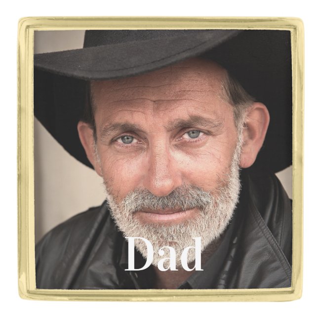 Modern Photo Personalized Wedding Memorial Gold Finish Lapel Pin (Front)