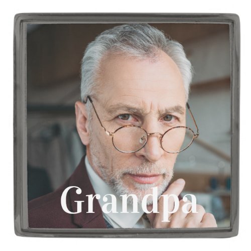 Modern Photo Personalized Wedding Memorial  Gunmetal Finish Lapel Pin