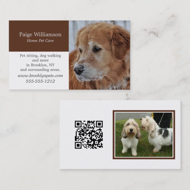 Modern Photo Pet Care Business Card (Front/Back)