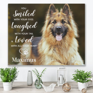 Modern Photo Pet Loss Personalized Dog Memorial Faux Canvas Print