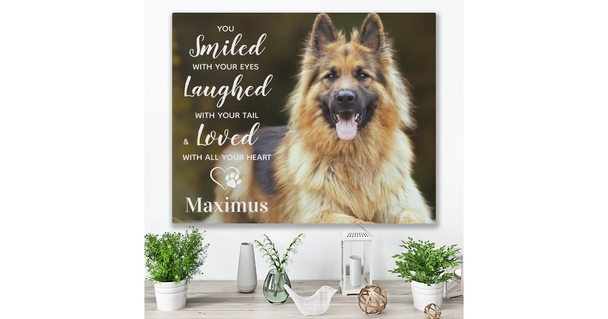 Modern Photo Pet Loss Personalized Dog Memorial Faux Canvas Print | Zazzle