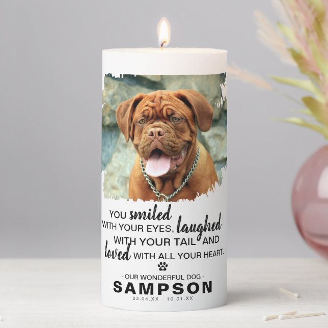 Modern Photo Pet Memorial Keepsake Pillar Candle (In Situ)