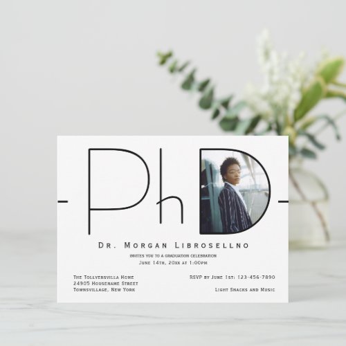 Modern Photo PhD Graduation Invitation