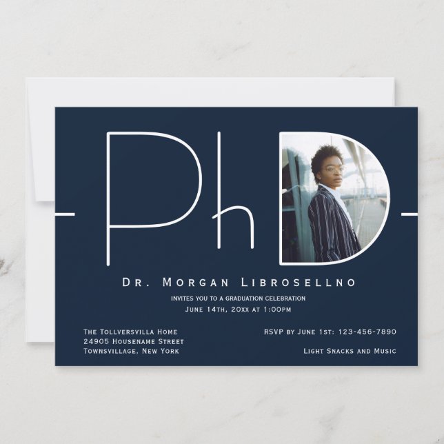 Modern Photo PhD Graduation Invitation (Front)