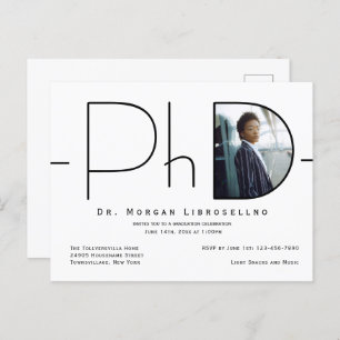 Modern Photo PhD Graduation Invitation Postcard