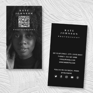 Modern Photo Photographer QR Code Social Media Business Card