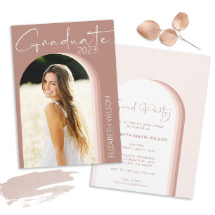 Modern Photo Pink Graduation Party  Invitation
