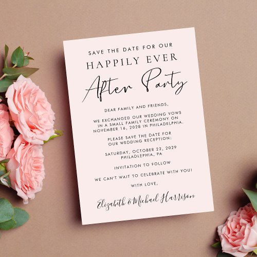 Modern Photo Pink Wedding Reception Save the Date Announcement