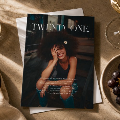 Modern Photo Pop Twenty-One Birthday Invitation