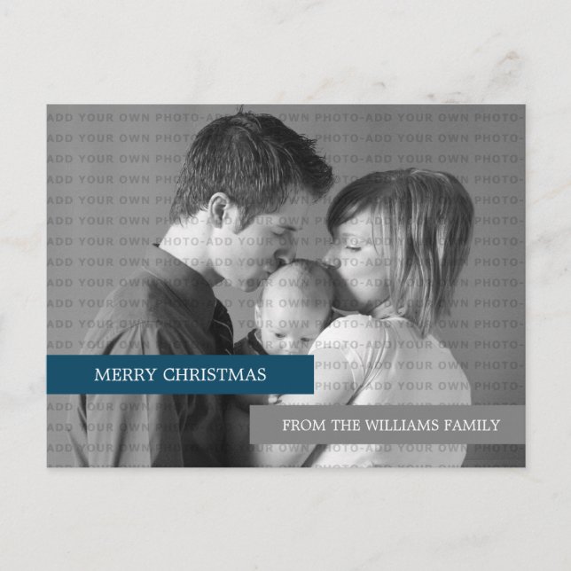 Modern Photo Postcard (Blue/Gray) (Front)