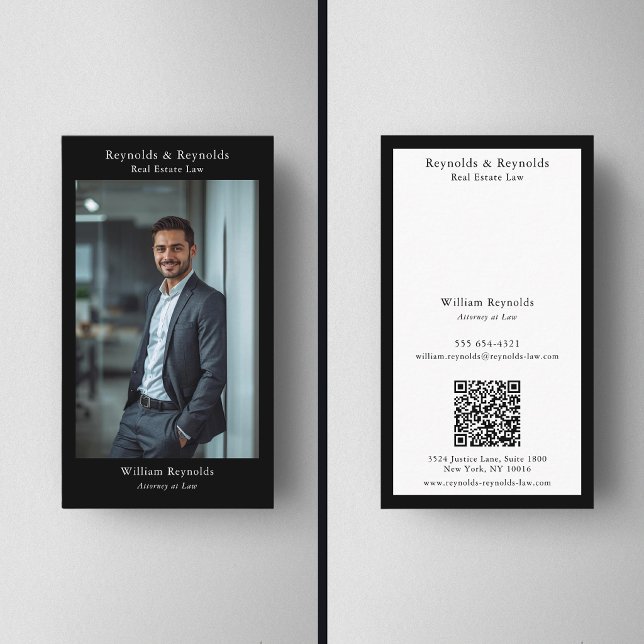 Modern Photo Professional Law Firm QR Code  Business Card (Creator Uploaded)