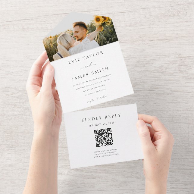 Modern Photo QR Code All In One Invitation (Tearaway)