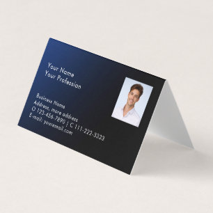 Modern Photo QR Code Blue Gradient Professional Business Card