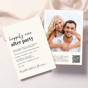 Modern Photo QR Code Cream Wedding Reception Invitation