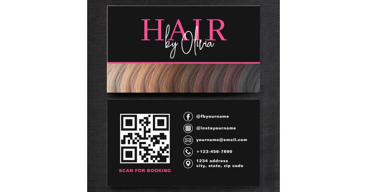 Modern Photo QR Code Hair Stylist Business Card | Zazzle
