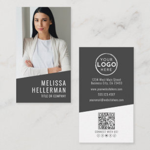 Modern Photo QR Code Logo Vertical Business Card