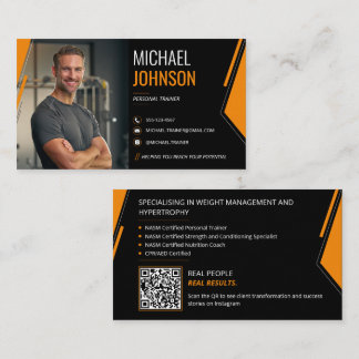 Modern Photo QR Code Personal Trainer Business Card