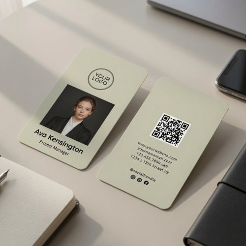 Modern Photo QR Code Personalized Business Card
