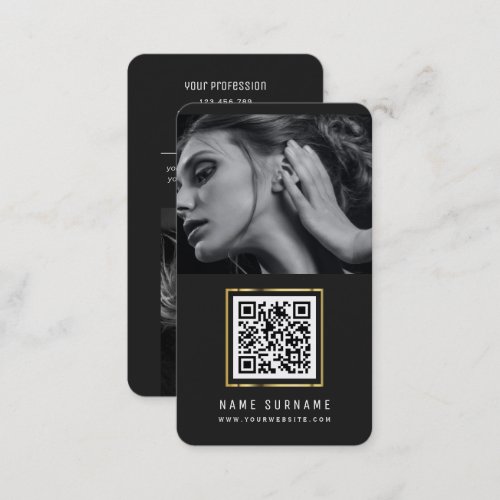 Modern photo QR code scannable barcode networking Business Card