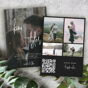 Modern photo QR CODE script signature wedding Invitation