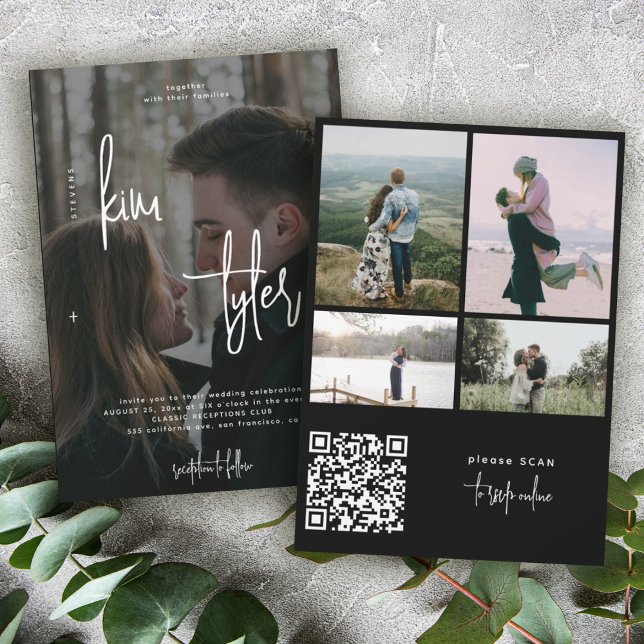 Modern photo QR CODE script signature wedding Invitation (Creator Uploaded)