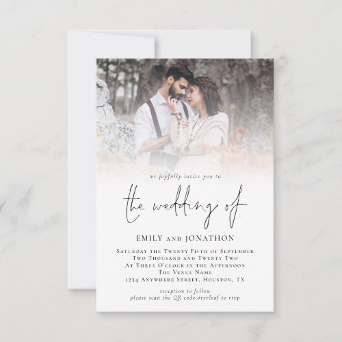 Modern Photo QR Code Script Wedding Invitation