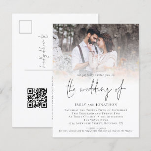 Modern Photo QR Code Script Wedding Invitation Postcard