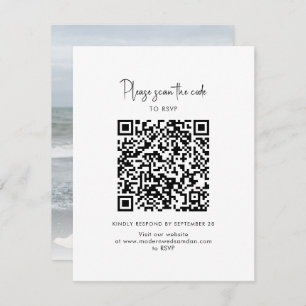 Modern Photo QR Code Script Wedding RSVP Card