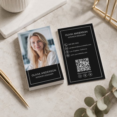 Modern Photo QR Code Social Media Professional Business Card