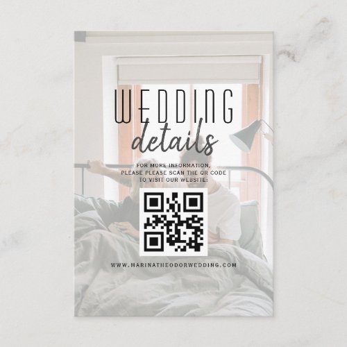 Modern Photo QR Code Wedding Details Enclosure Card