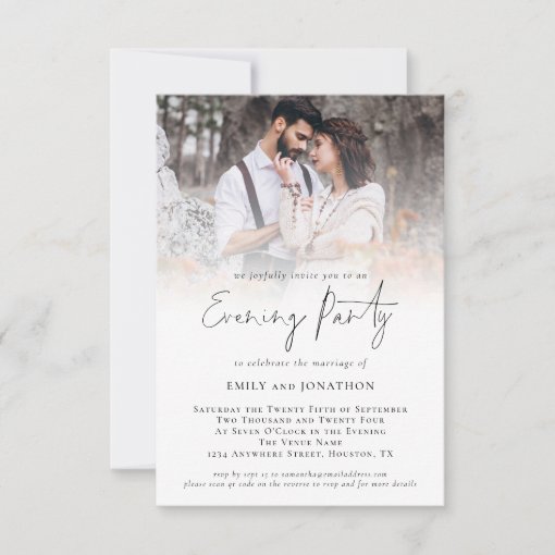 Modern Photo QR Code Wedding Evening Party Invitation | Zazzle