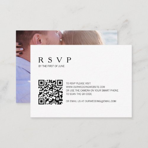 Modern Photo QR Code Wedding Mini RSVP Card