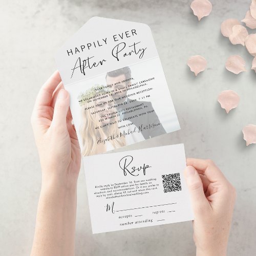 Modern Photo QR Code Wedding Reception All In One Invitation