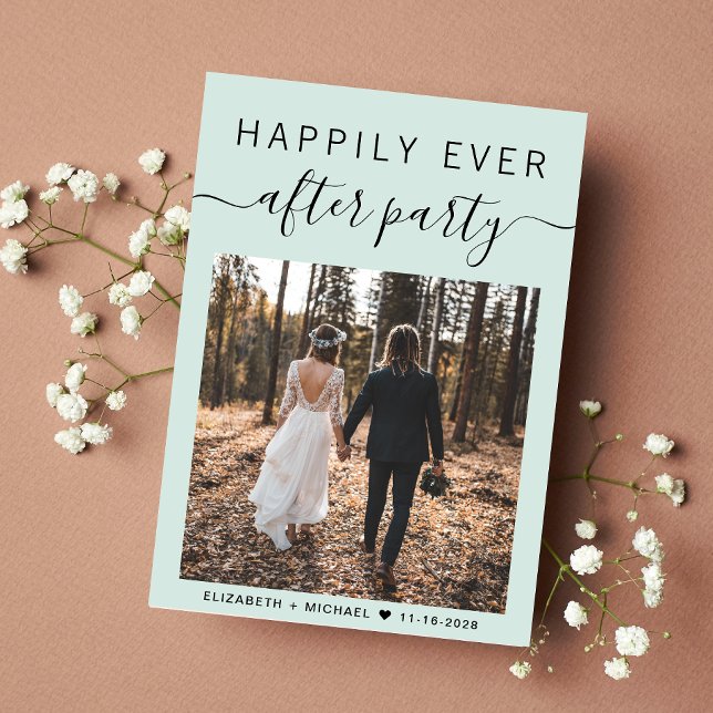 Modern Photo QR Code Wedding Reception Invitation (An chic Happily Ever After Party Invitation to celebrate your wedding with family and friends )