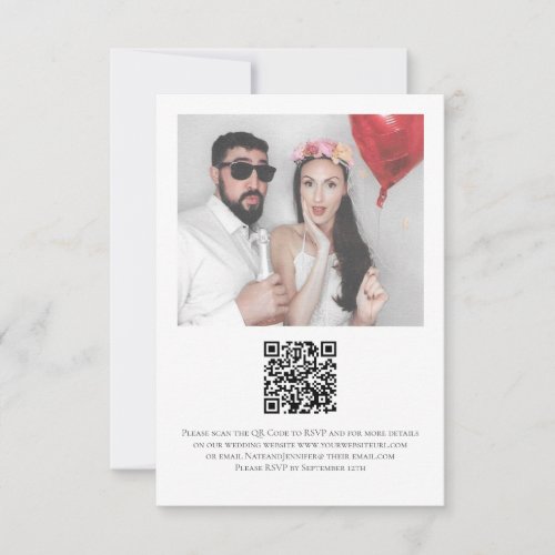 Modern Photo QR Code Wedding RSVP Card