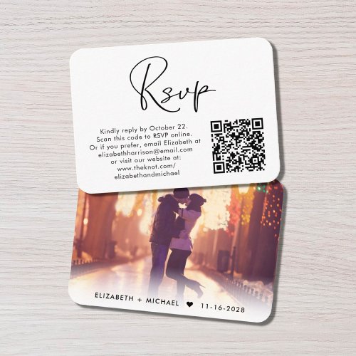 Modern Photo QR Code Wedding RSVP Enclosure Card