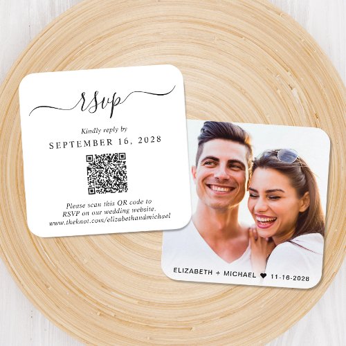 Modern Photo QR Code Wedding RSVP Enclosure Card