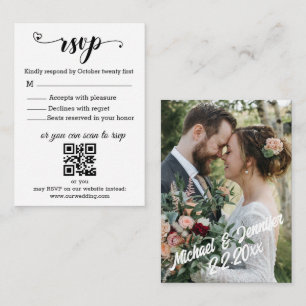 Modern Photo QR Code Wedding RSVP Enclosure Card