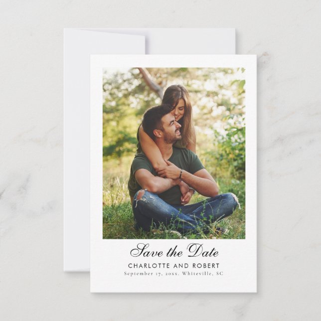 Modern Photo QR Code Wedding Save The Date (Front)